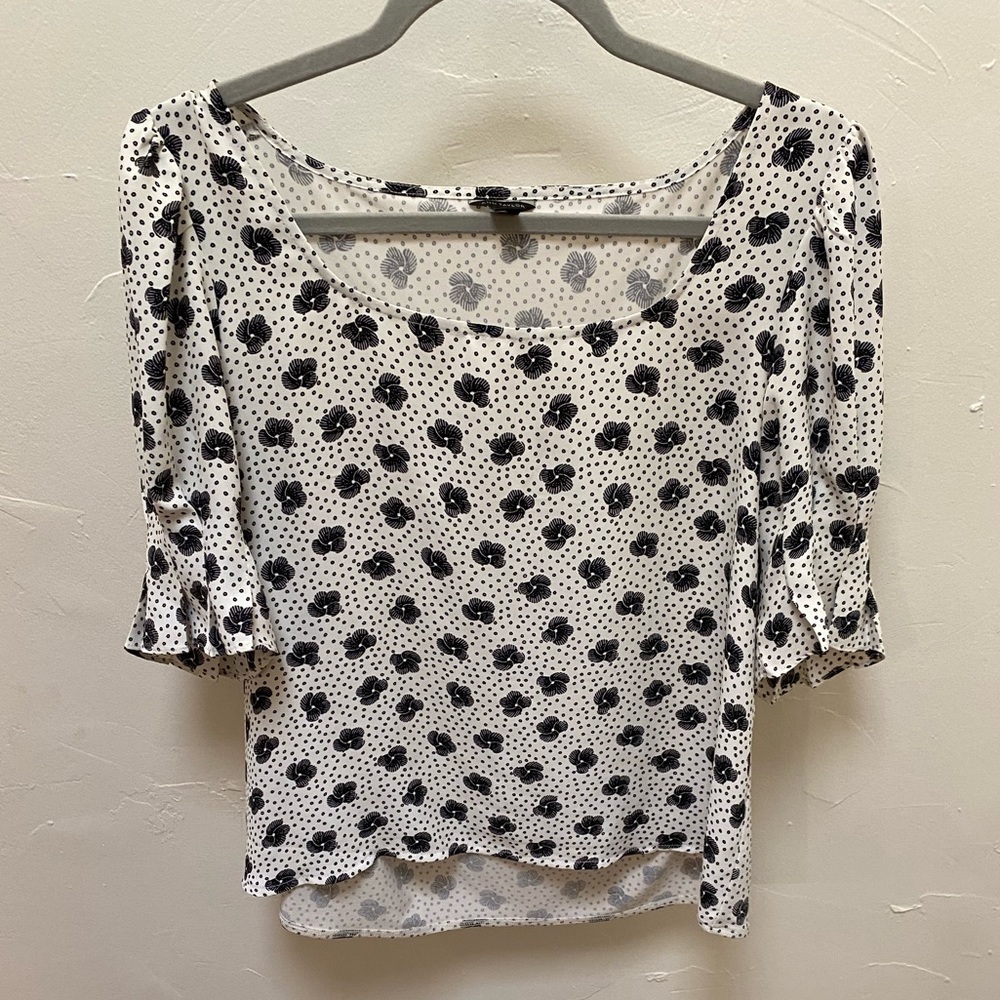 Ann Taylor White & Black Blouse Business Casual Women’s Size Small